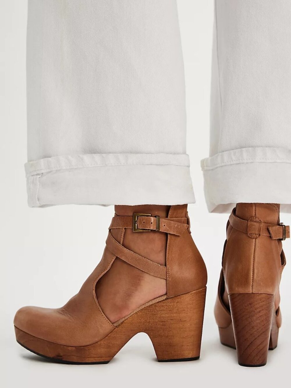 Pierre Dumas Brown Strappy Platform Block Heel Clogs Size 7.5 Boho Retro